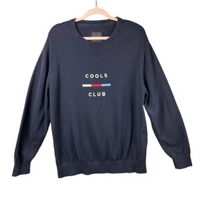 BARNEY COOLS Navy Cools Club Embroidered Knit Sweater Sweatshirt Men's Size L